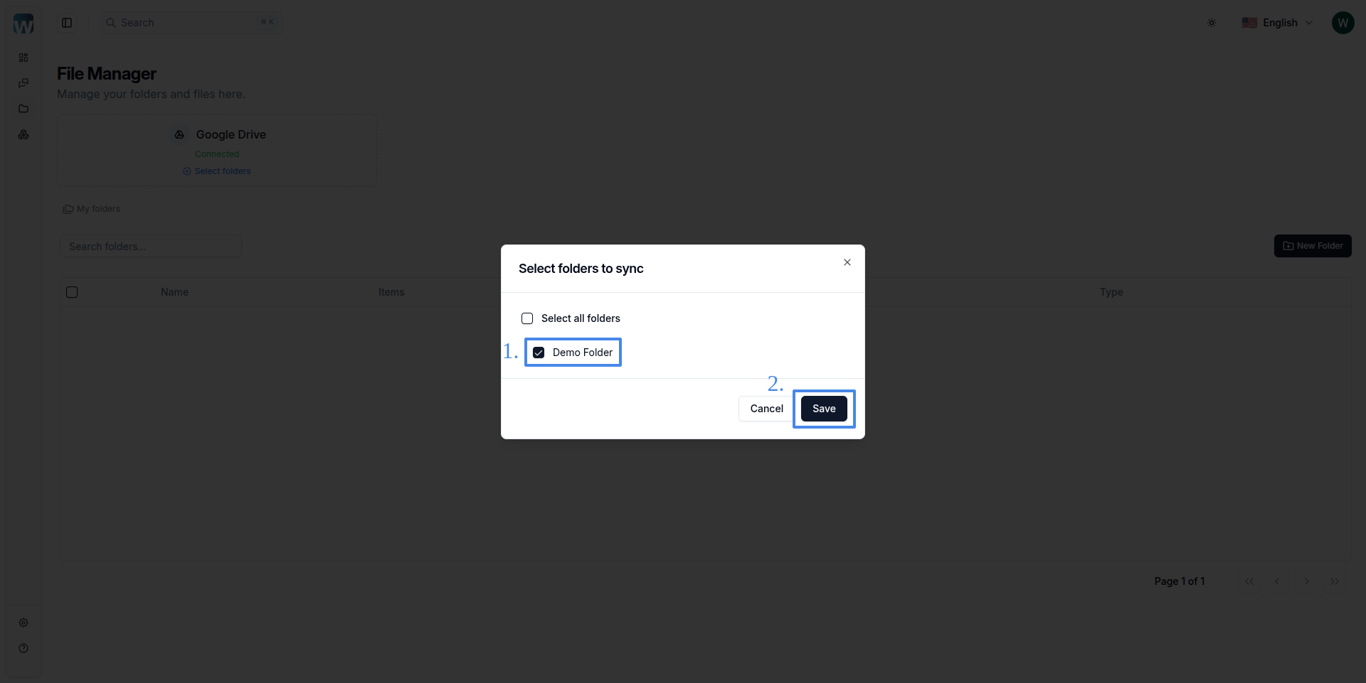 Select Google Drive Folders